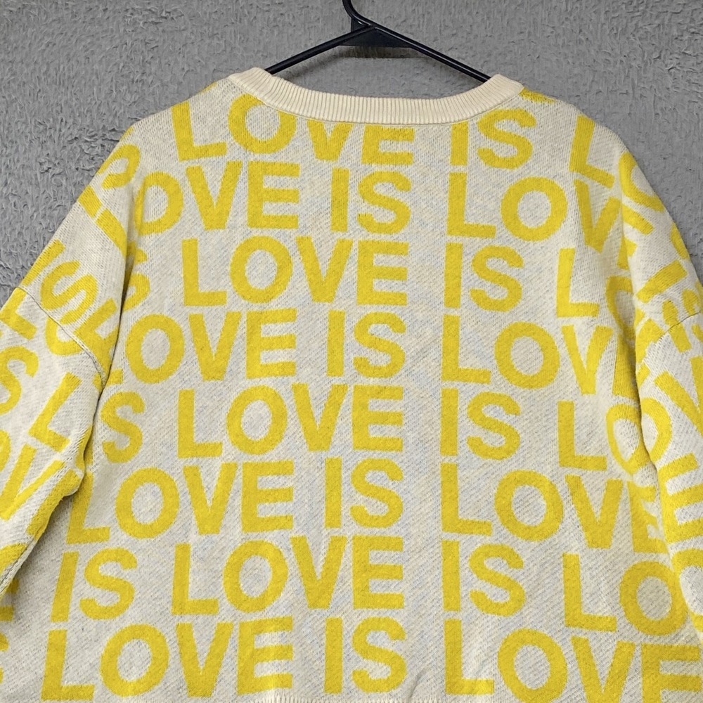 Spiritual Gangster Sweater Womens Large Yellow Love Is Love Graphic Cashmere - Picture 9 of 13